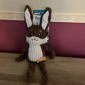 Posh Paws Rabbit Bunny 14" Dog Toy w/Squeaker Brown
